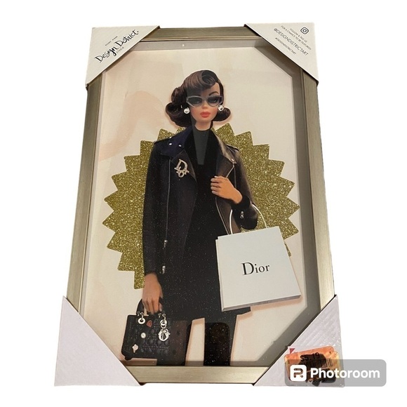 Dior Barbie Framed Wall Art NEW Glass Gold Glitz Glam Hanging - Picture 1 of 4